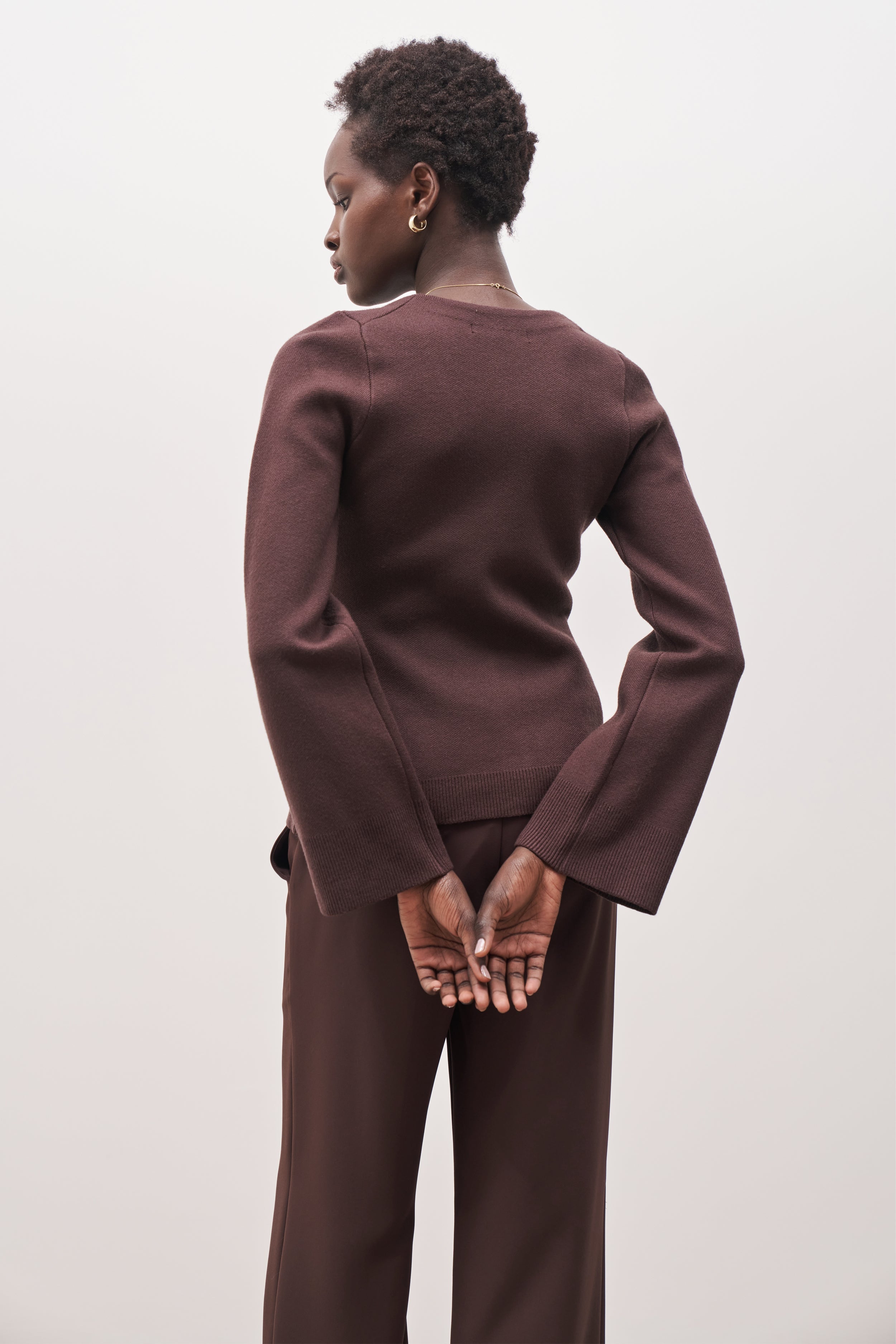 V Neck Hourglass Cardigan - Truffle