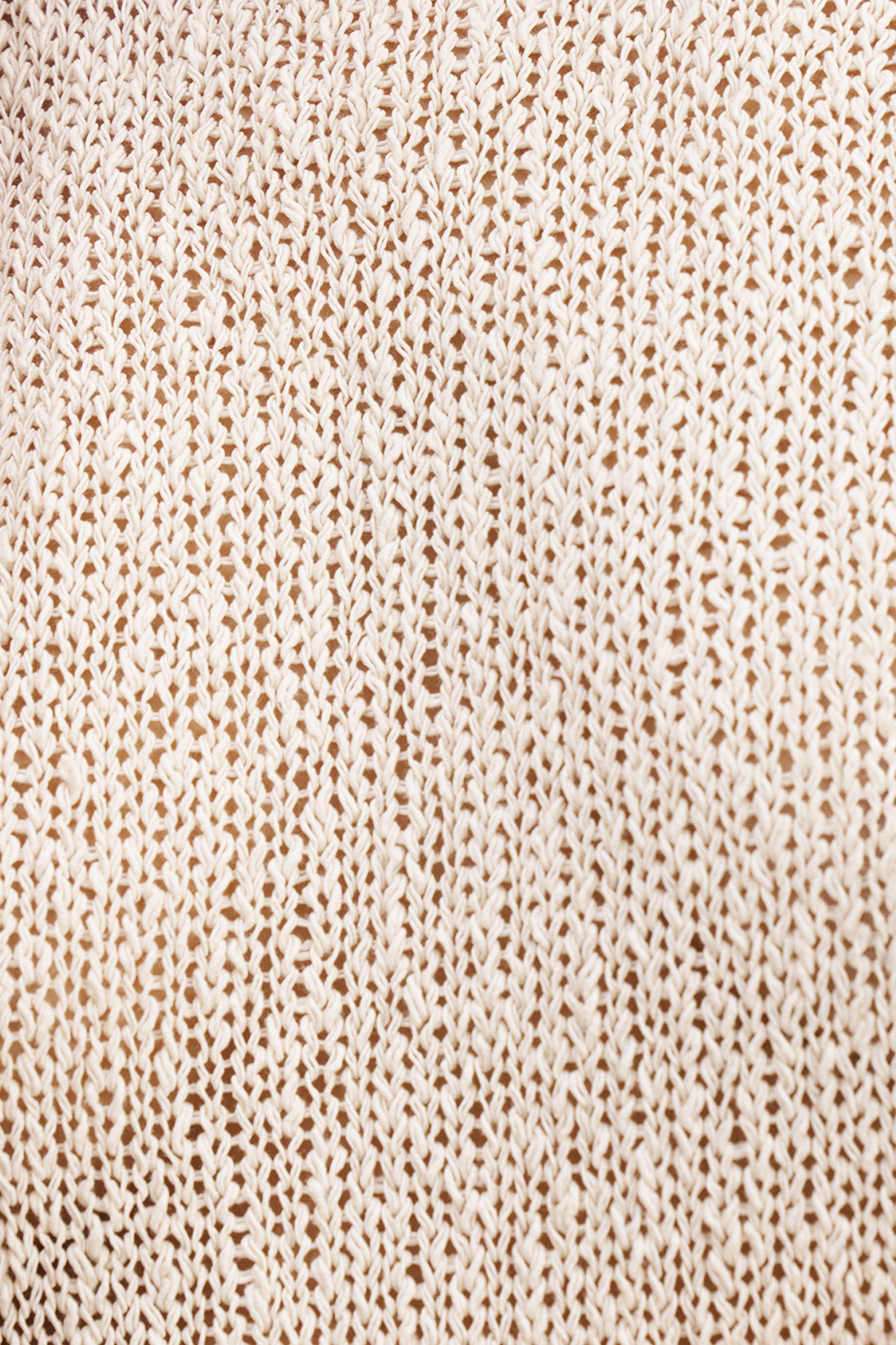 Crochet Knit Plunging Cami Top - Cream
