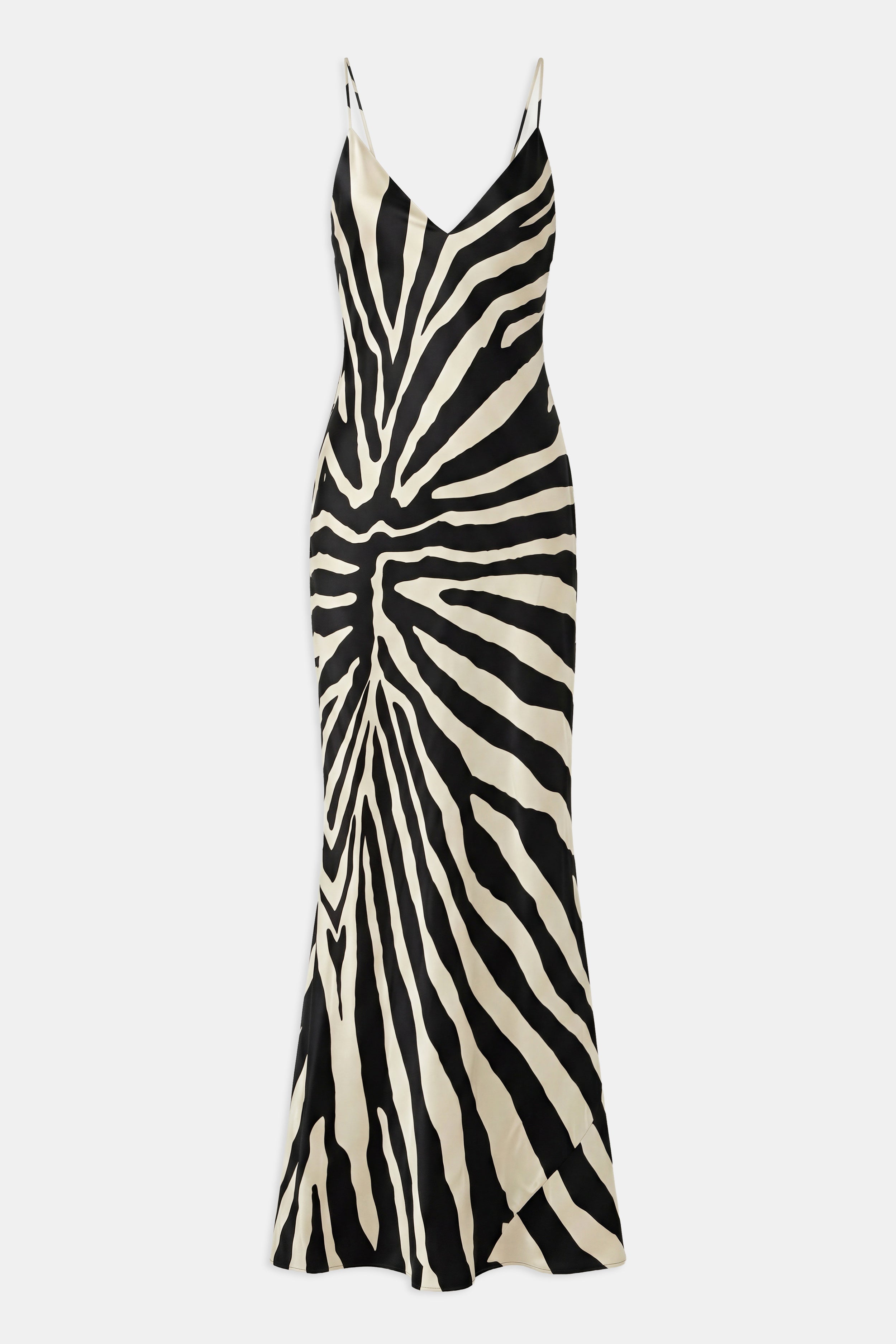 Satin Slinky Cowl Back Gown - Abstract Zebra
