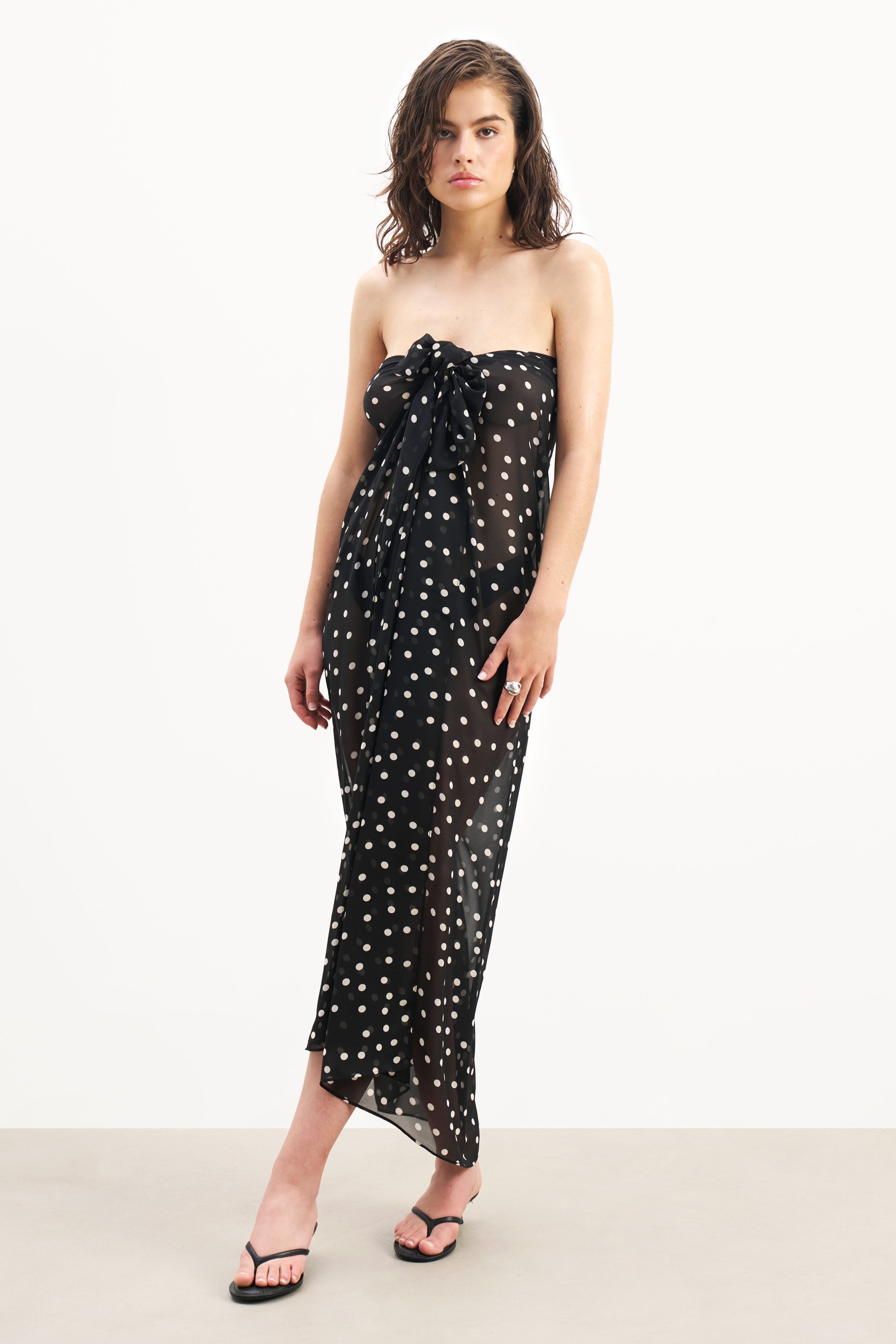 Chiffon Maxi Polka Dot Sarong Scarf -  Maxi Polka Dot