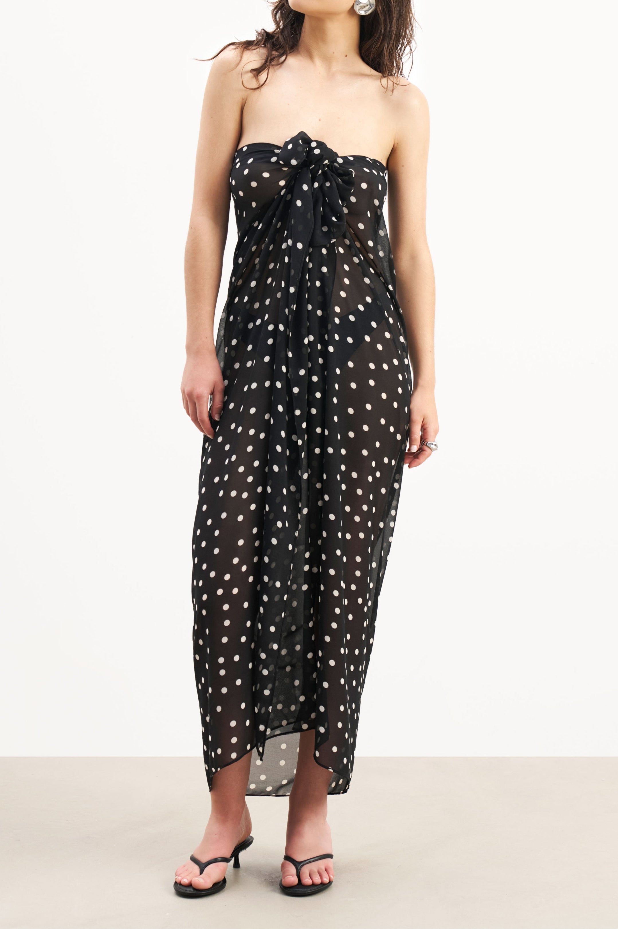 Chiffon Maxi Polka Dot Sarong Scarf -  Maxi Polka Dot