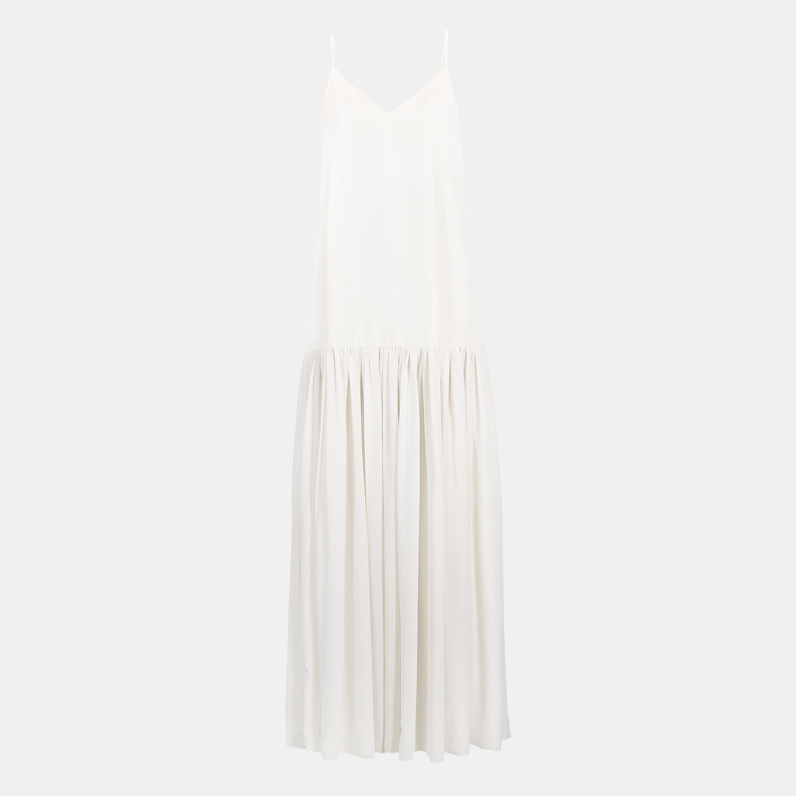 Flowing Dropped Waist Maxi Dress - Cream