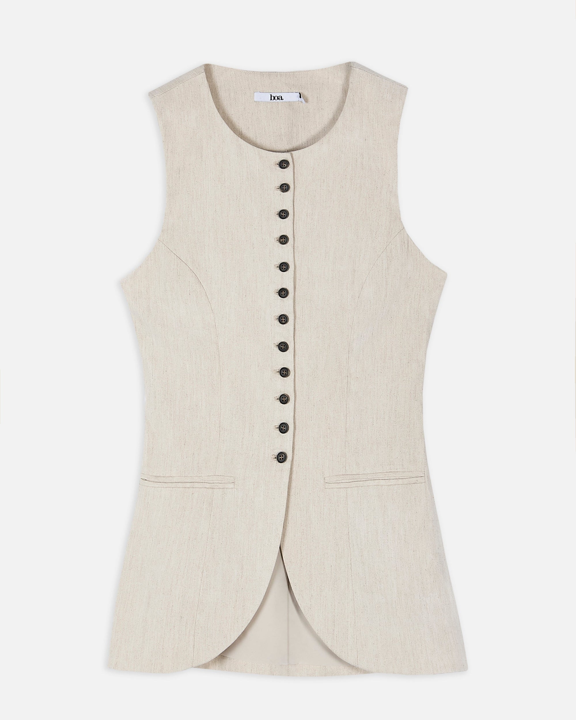 Tailored Linen Peplum Waistcoat - Birch