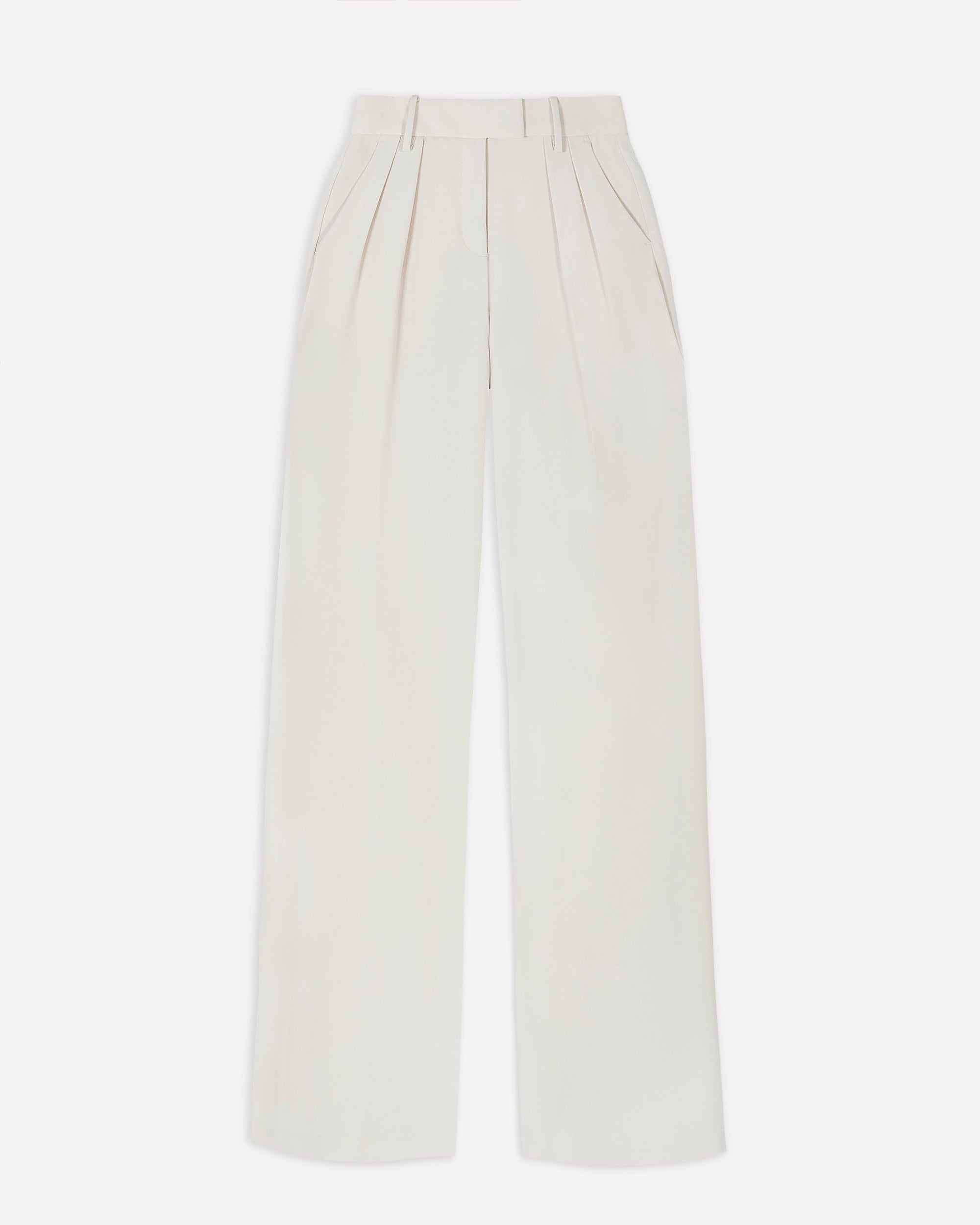Clean Cut Double Pleat Trousers - Ecru