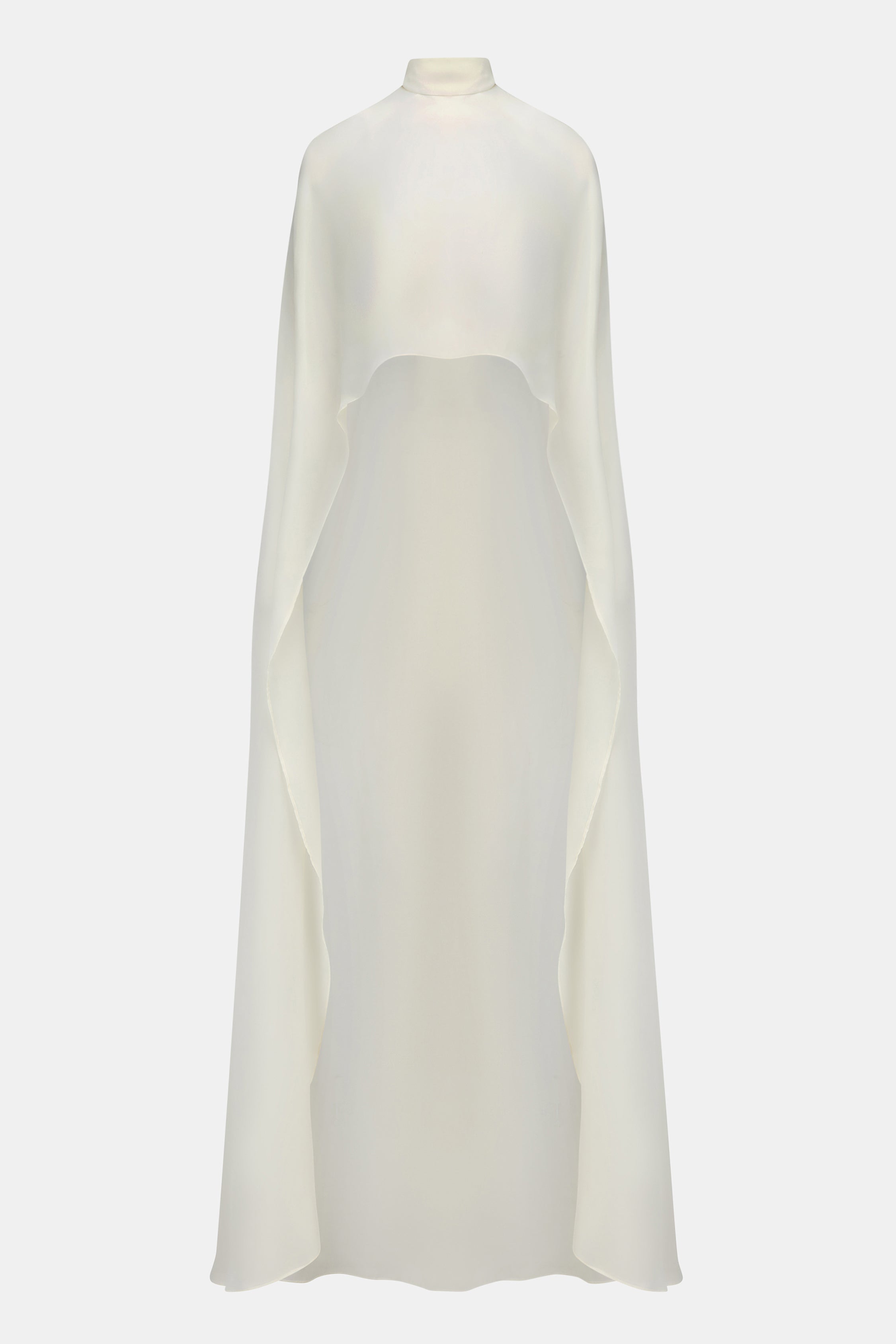 Sheer Chiffon High Neck Cape - Cream