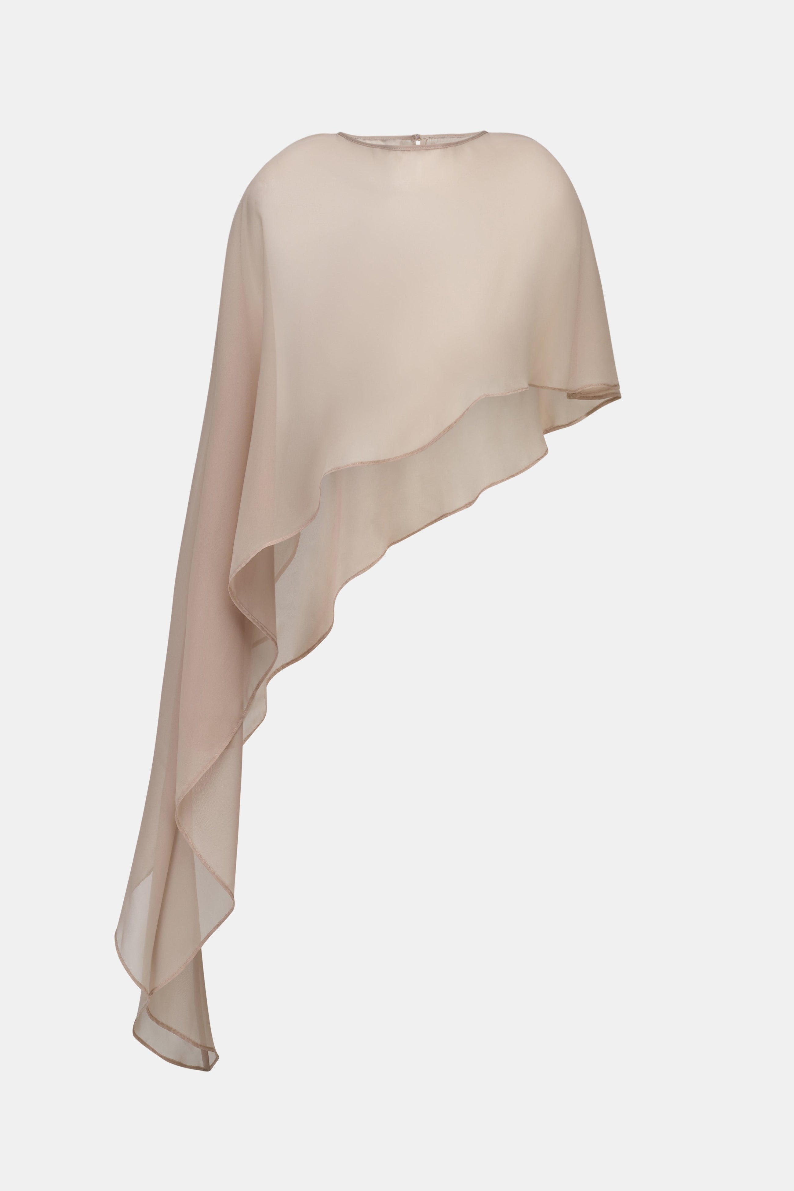 Sheer Chiffon Asymmetric Cape - Champagne