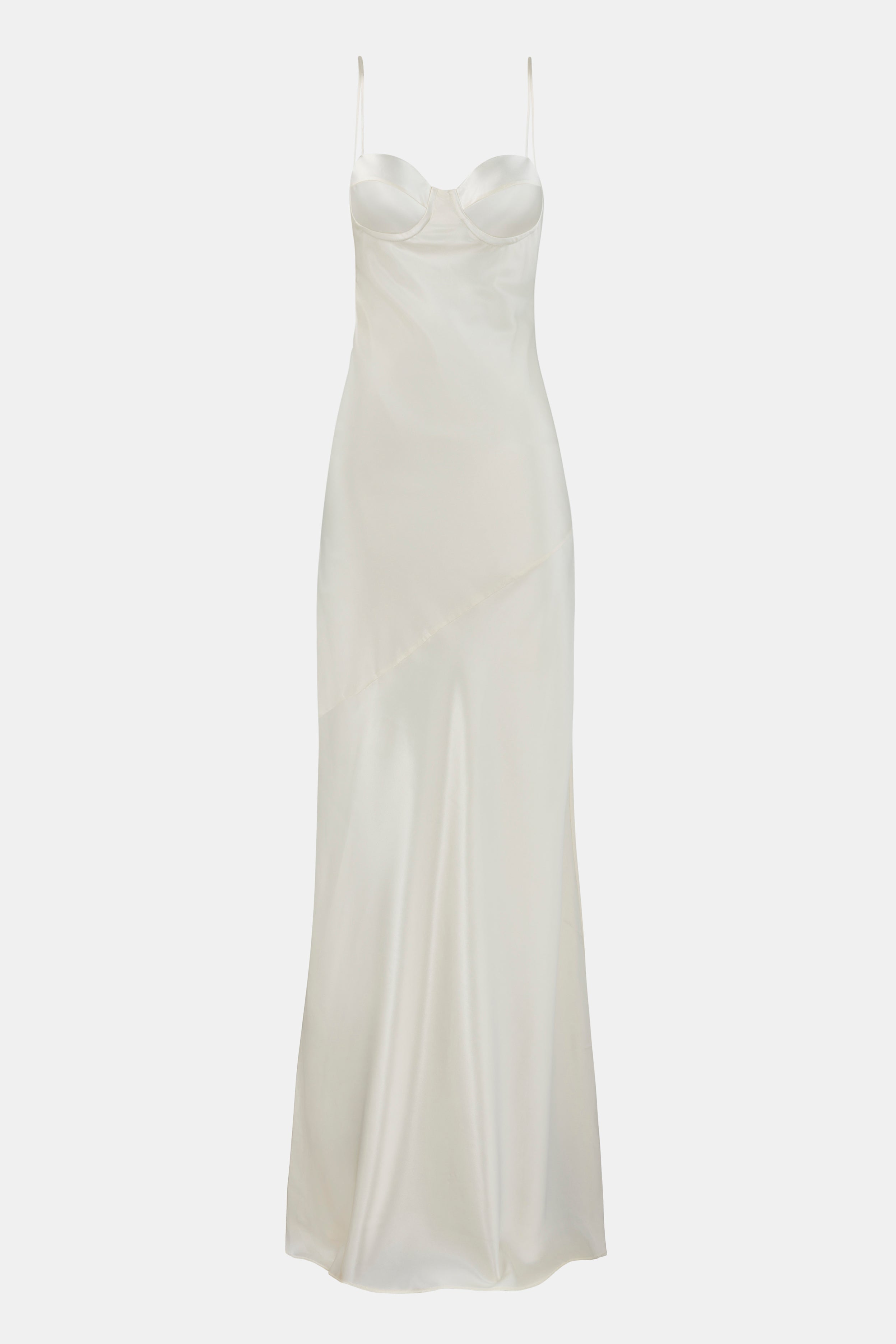 Satin Cup Detail Slip Dress - Cream