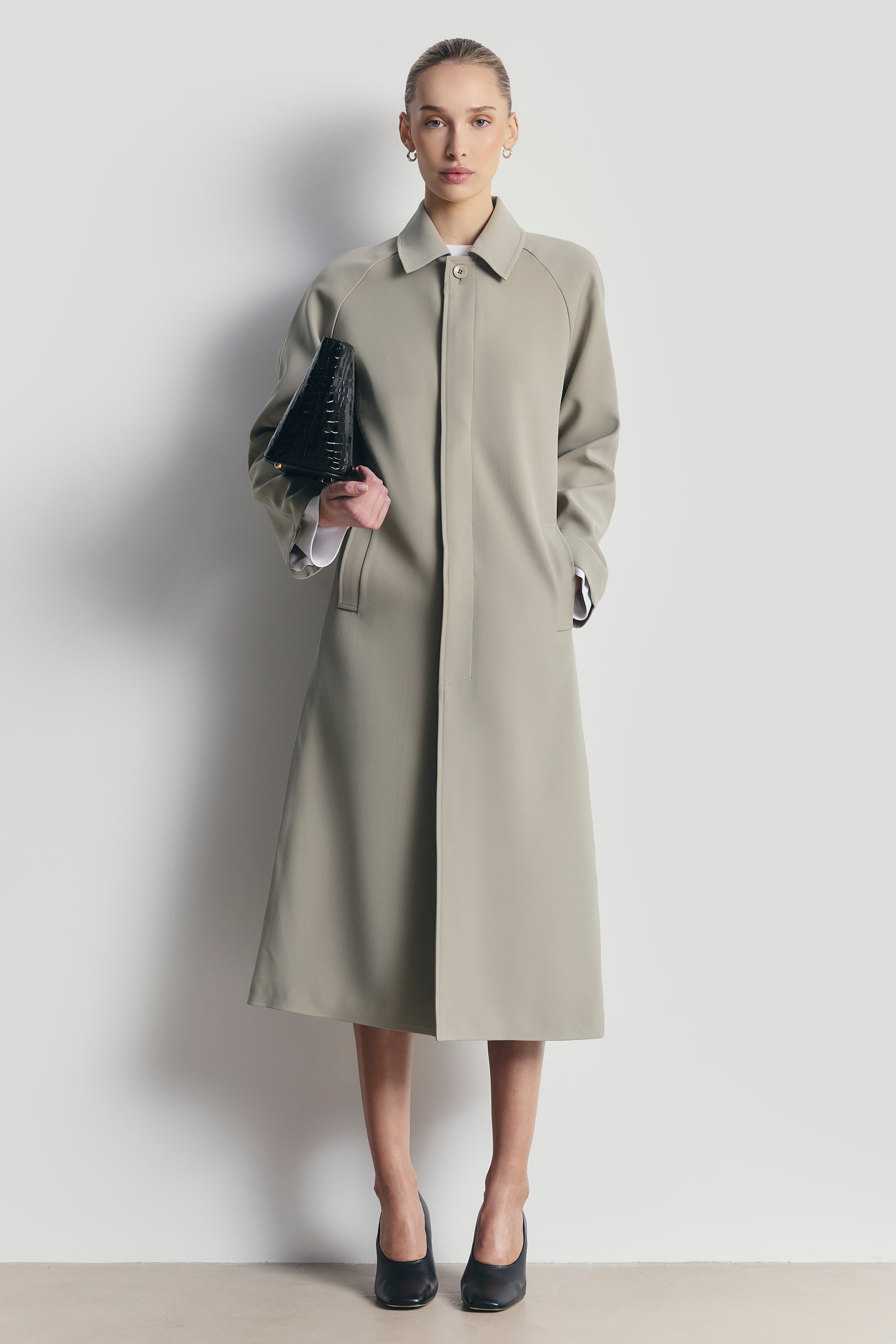 Clean Cut Longline Driving Coat - Antique Sage