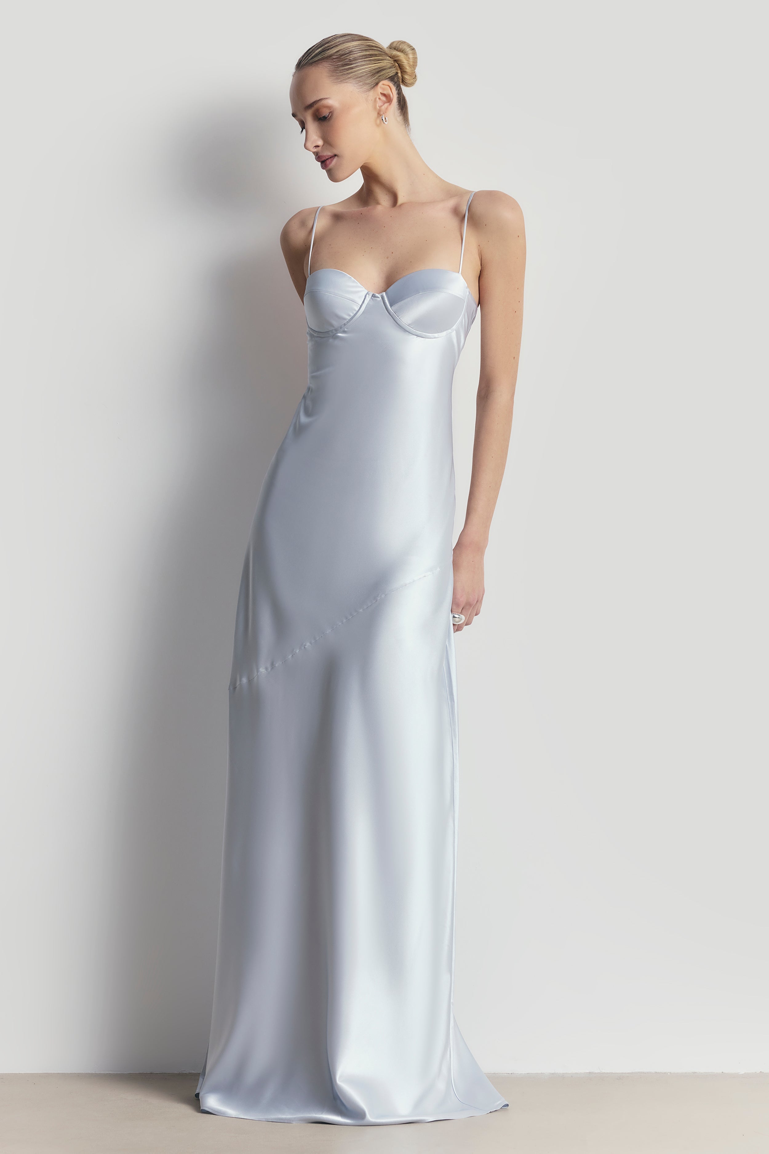 Satin Cup Detail Slip Dress - Frost