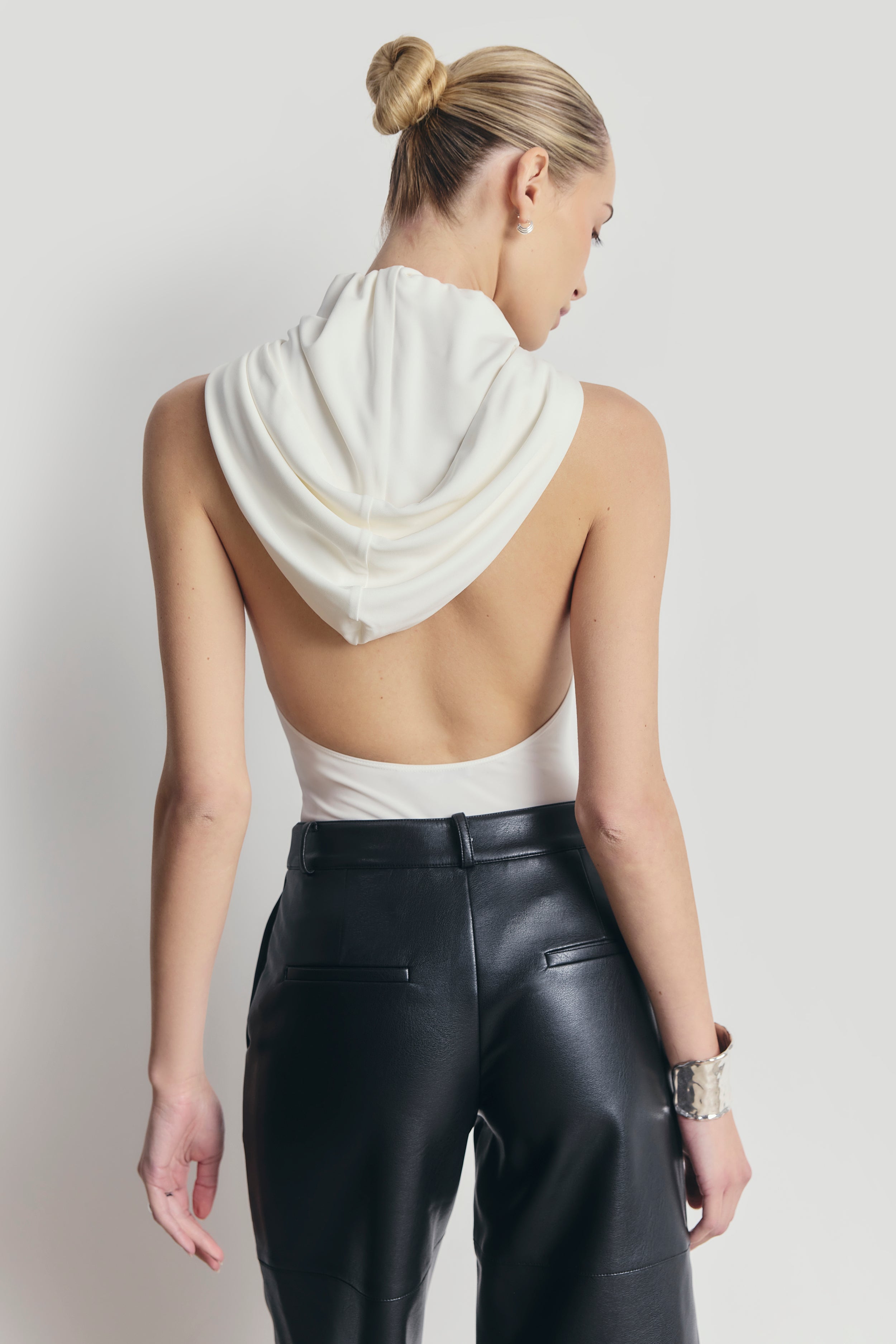 Hooded Halterneck Bodysuit - White