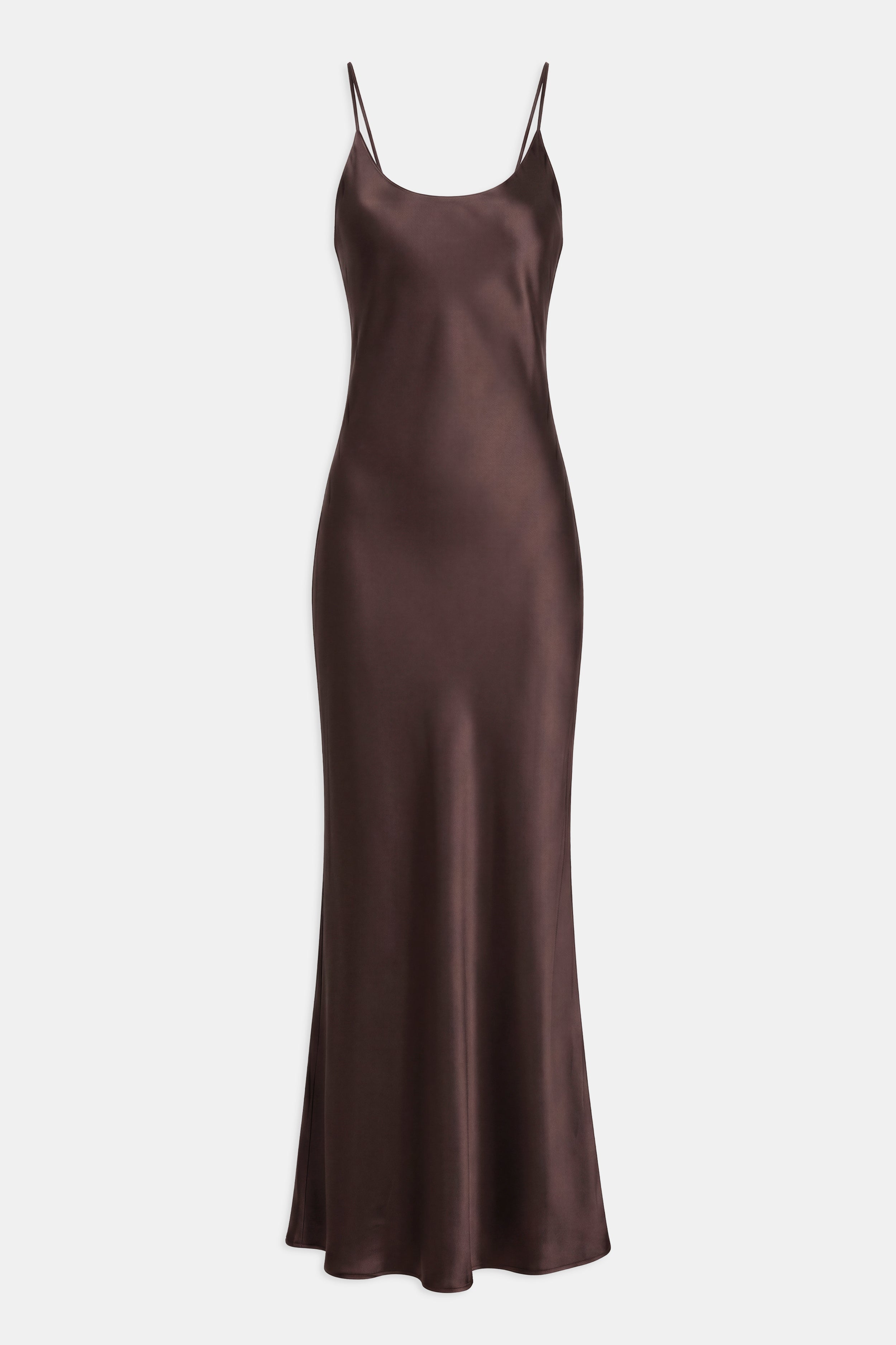Satin Scoop Neck Camisole Maxi Dress - Carob
