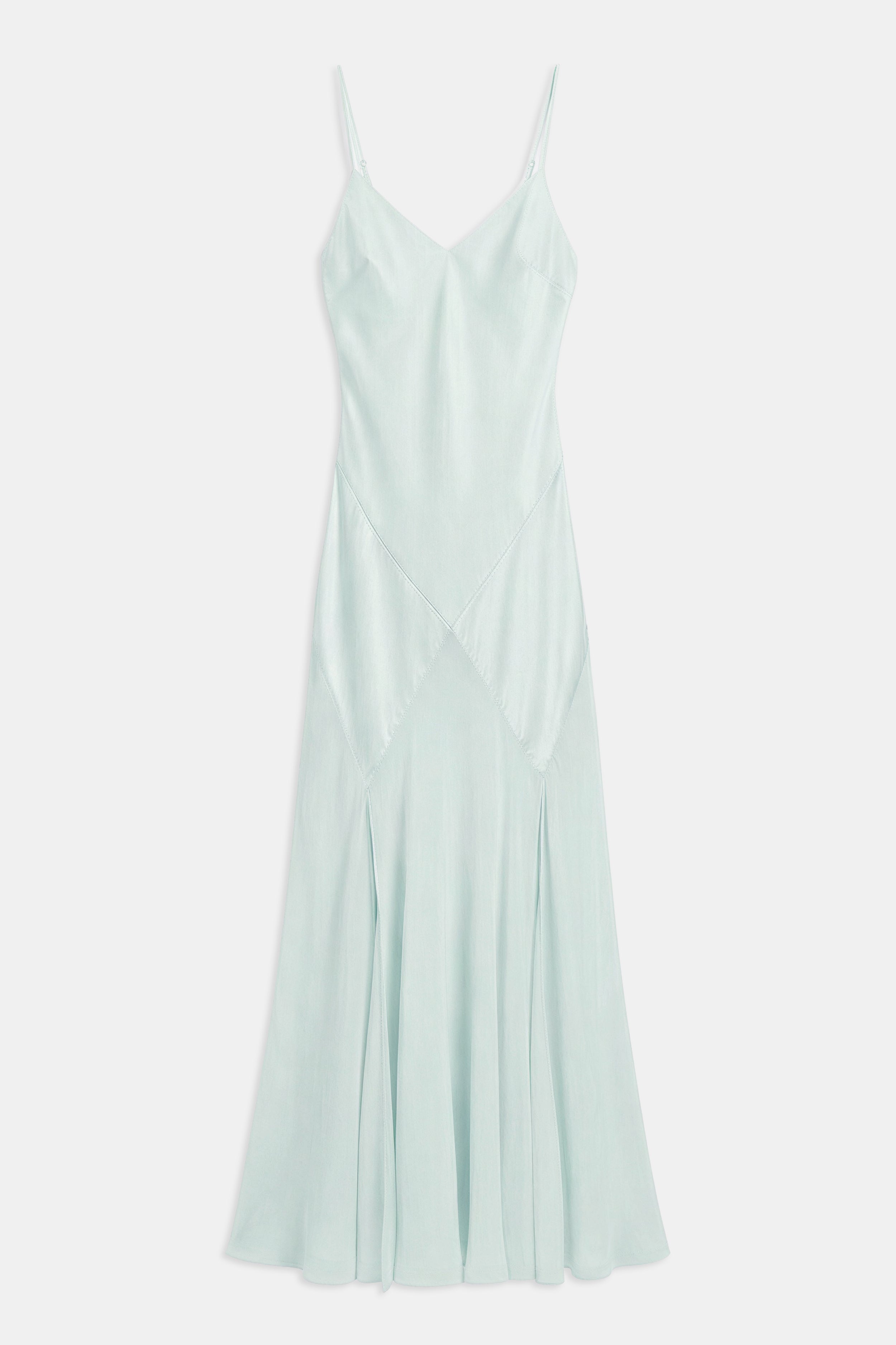 Plunging Satin Handkerchief Hem Gown - Mint