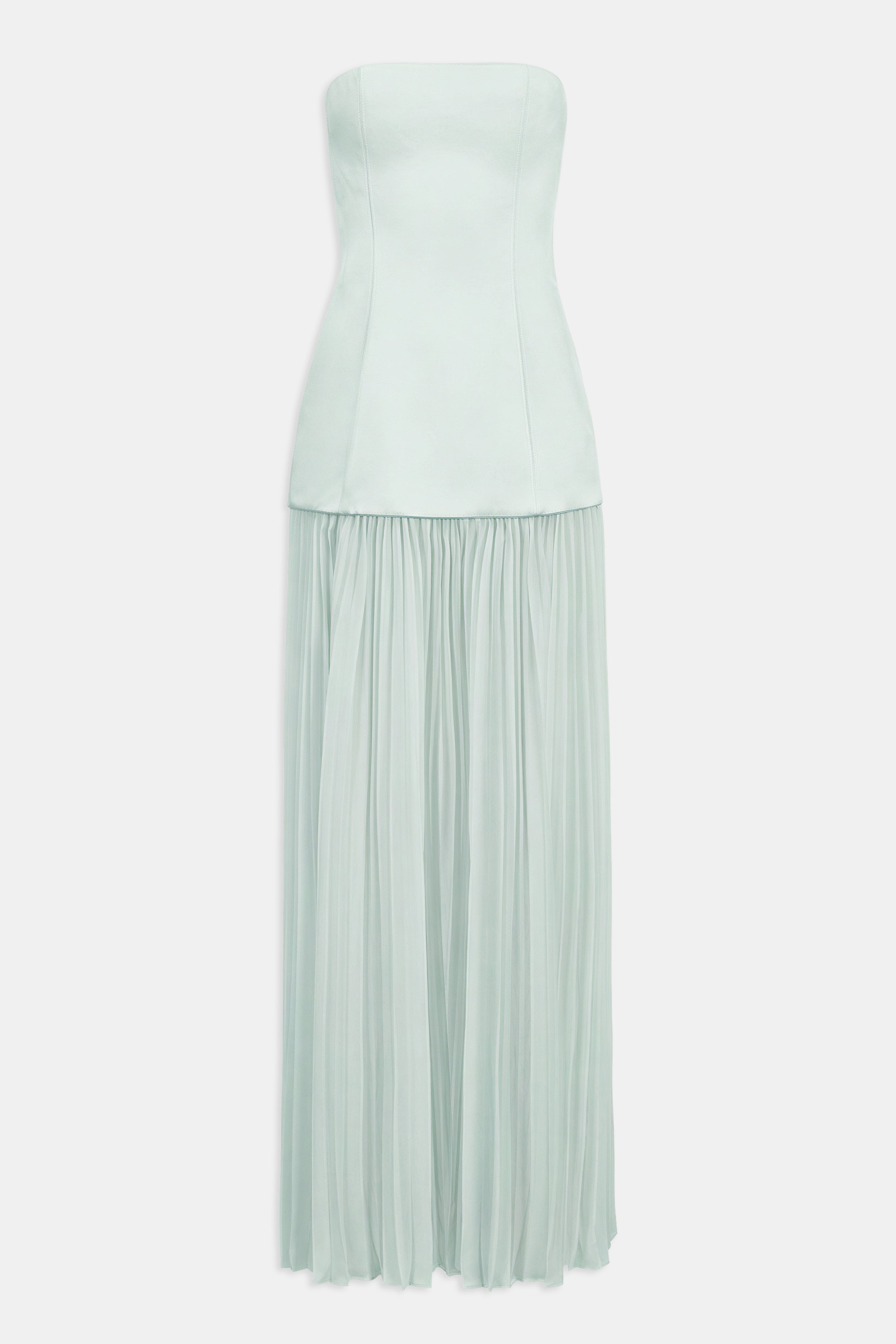 Satin Structured Bodice Gown - Mint