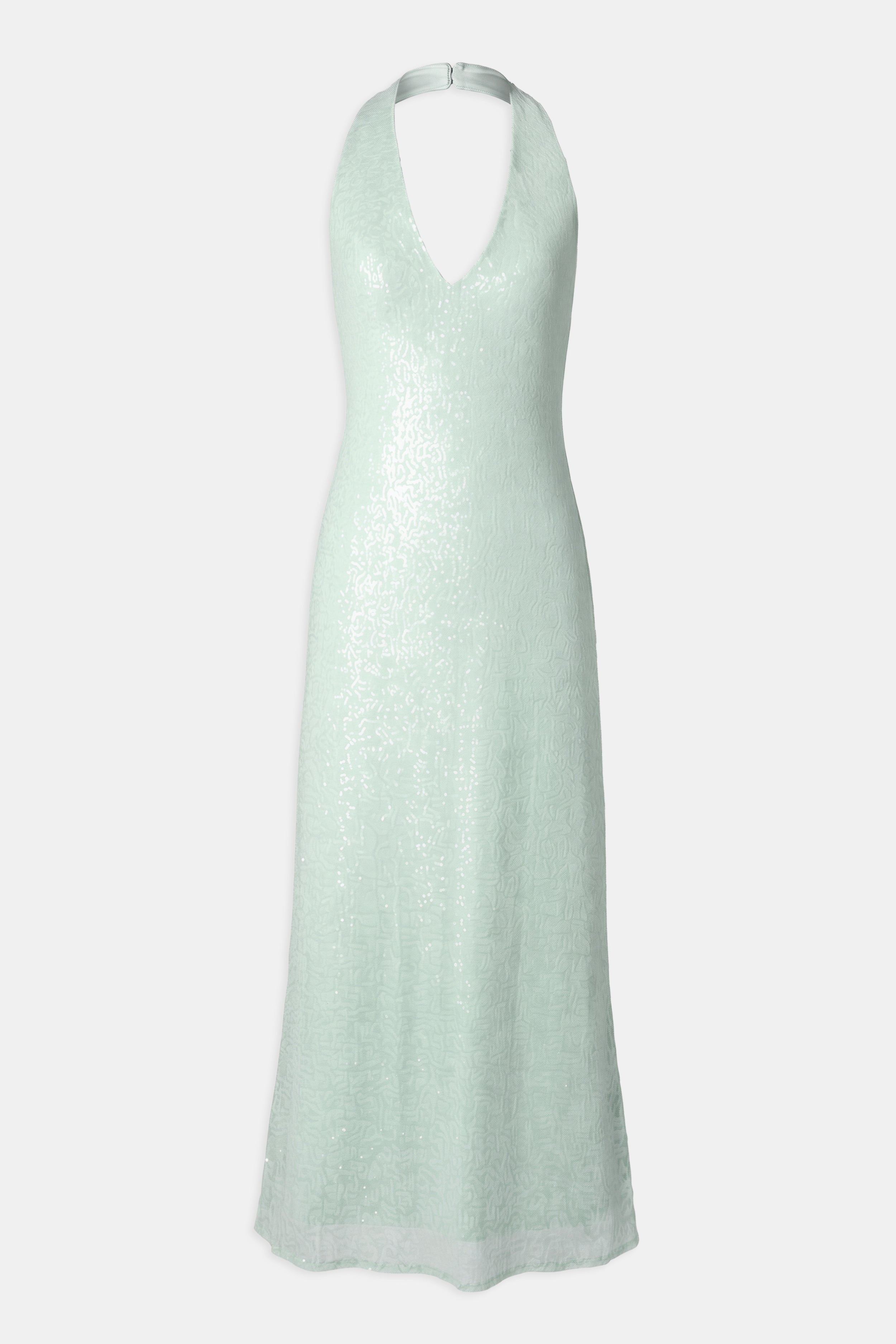 Sequin V Neck Plunge Midi Dress - Mint