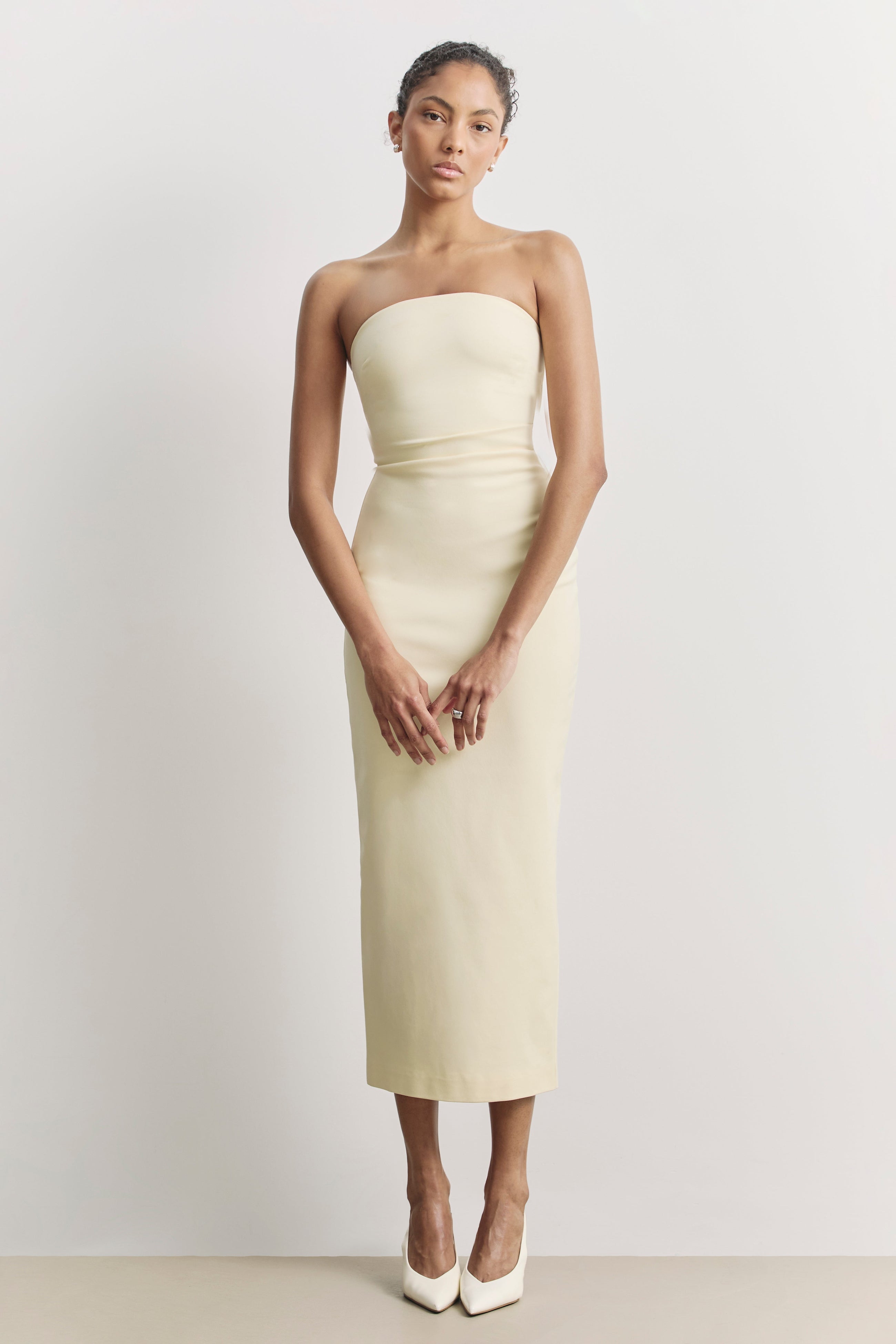 Strapless Ruched Midaxi Dress - Buttermilk
