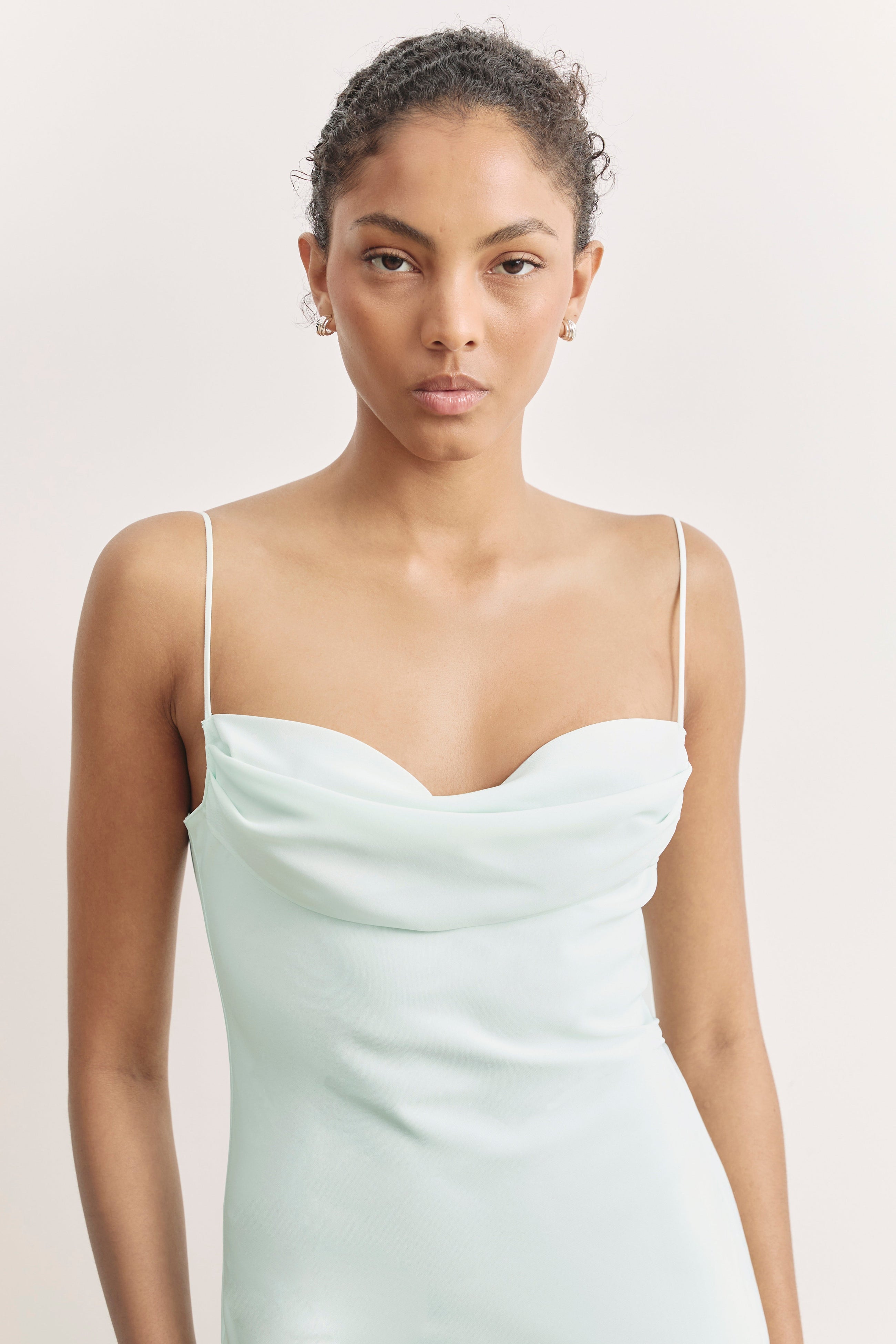 Ruched Chiffon Maxi Dress - Mint