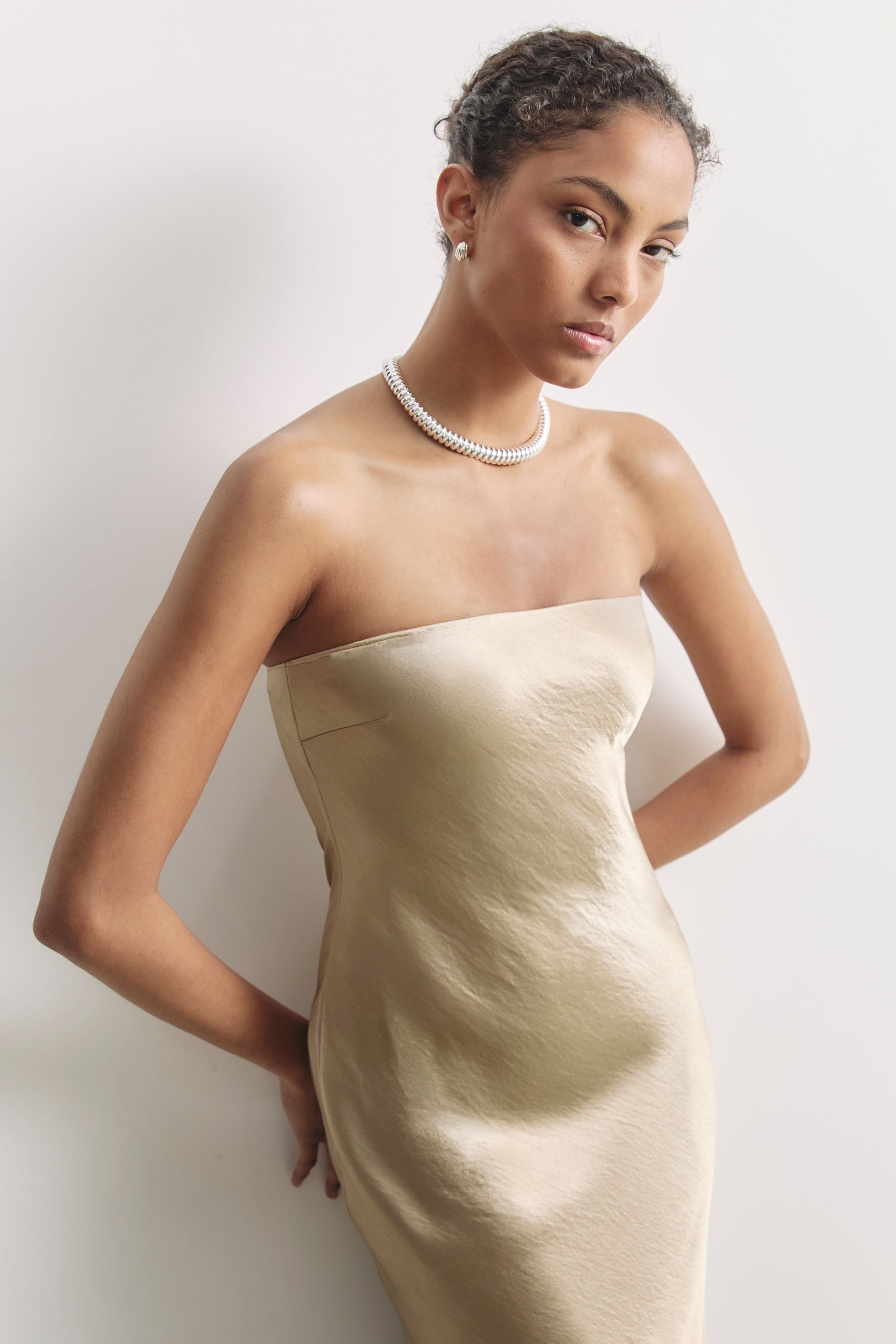 Strapless Maxi Dress - Bronze