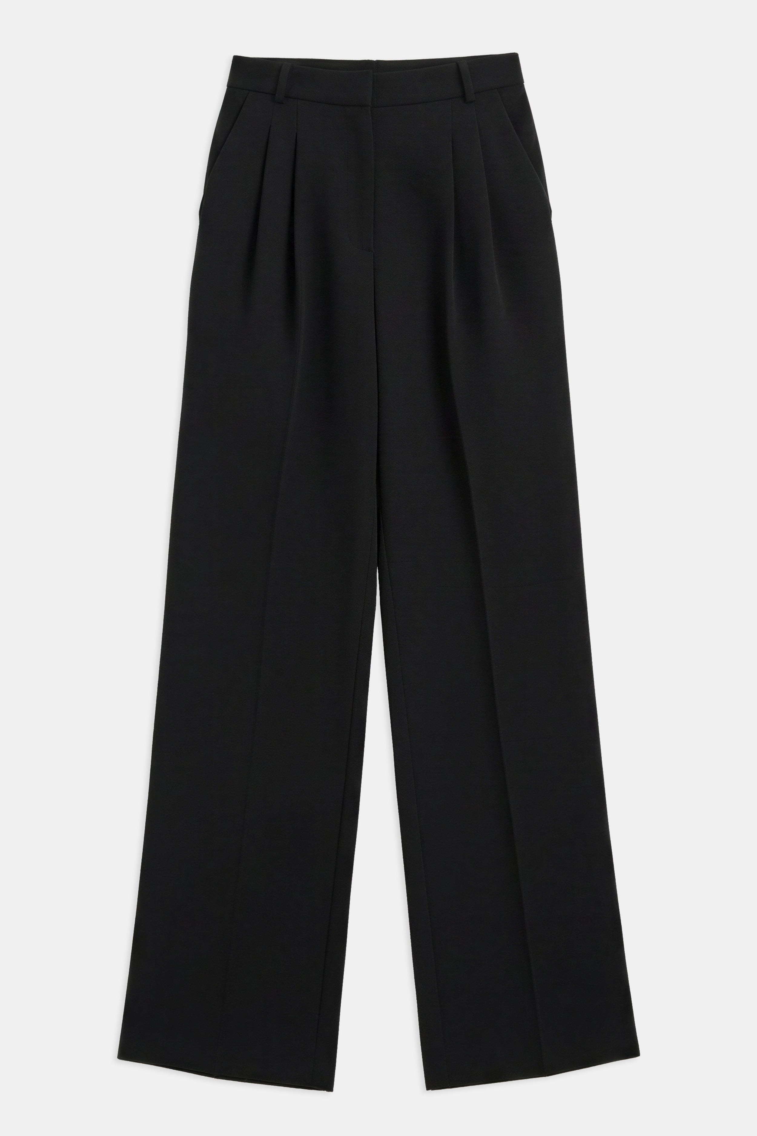 Effortless Pleated Wide Leg Trousers - Black