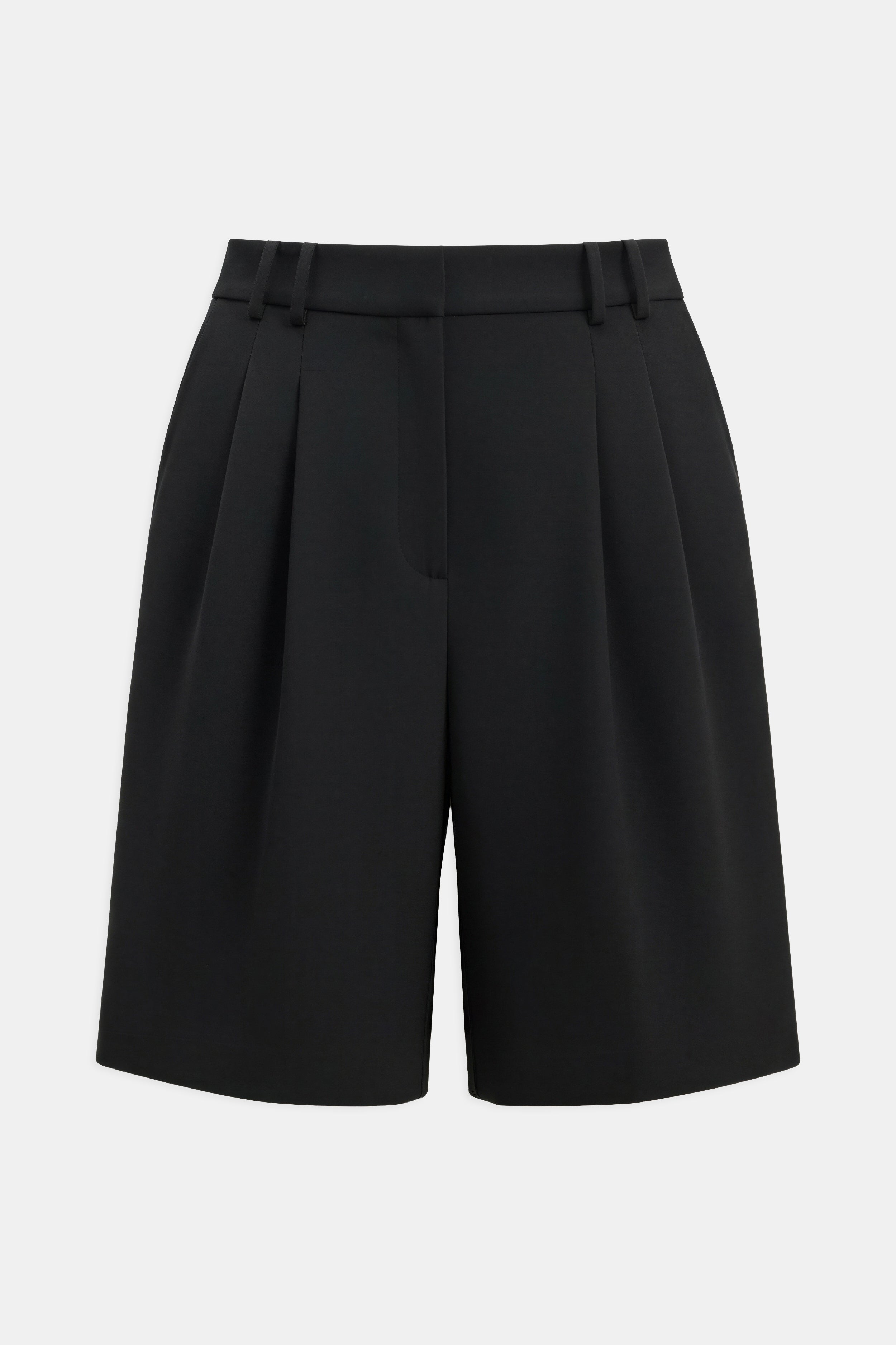 Satin Detail Longline Shorts - Black