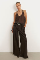 Pleated Ultra Wide Leg Trousers - Carob