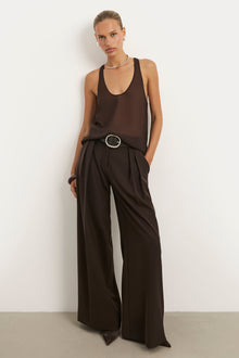 Pleated Ultra Wide Leg Trousers - Carob