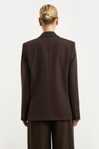 Dropped Waist Double Breasted Blazer - Carob