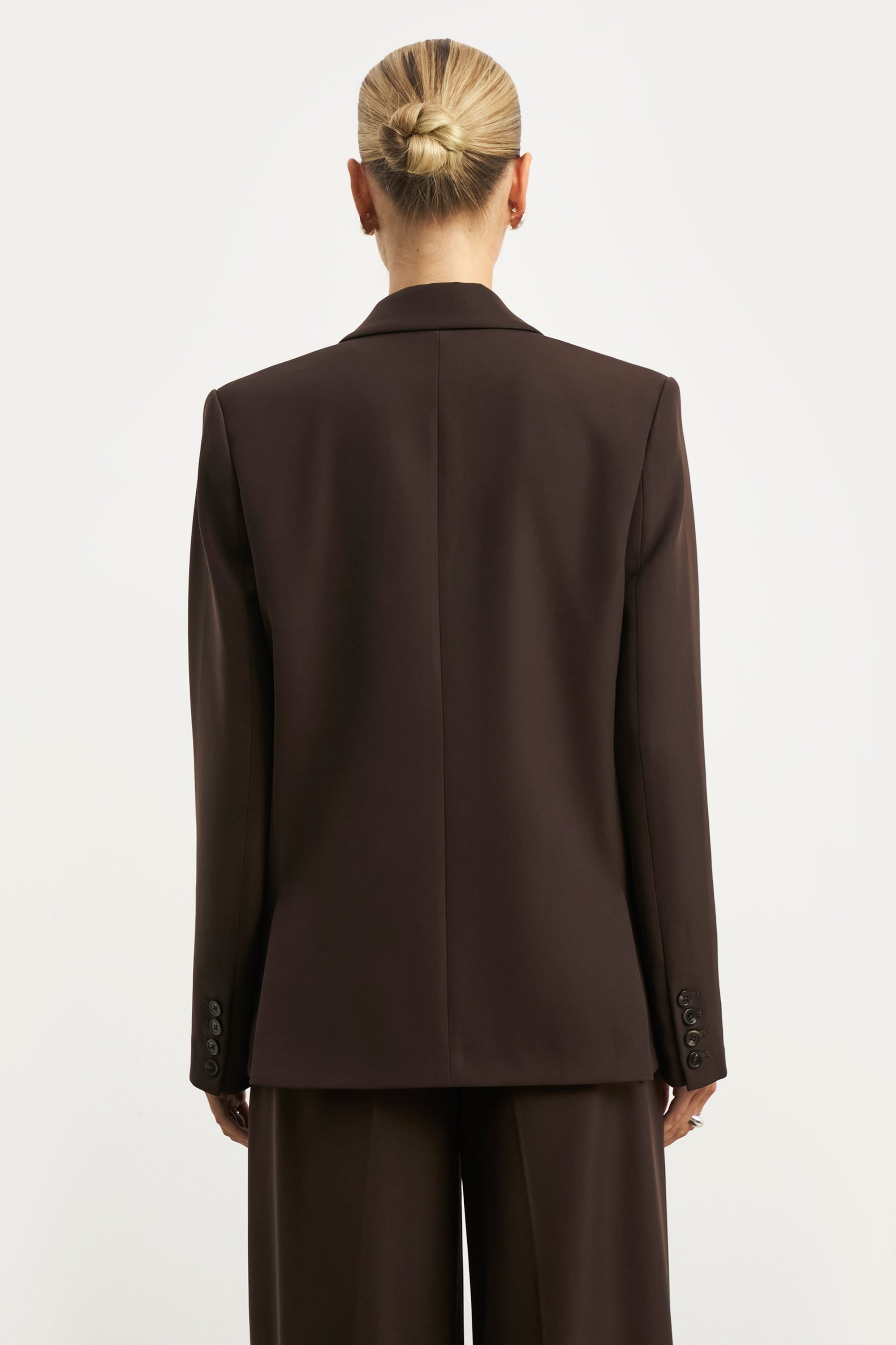 Dropped Waist Double Breasted Blazer - Carob