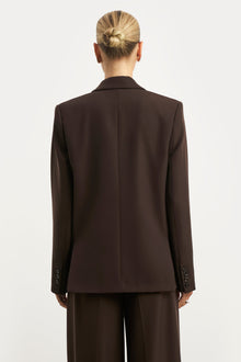 Dropped Waist Double Breasted Blazer - Carob