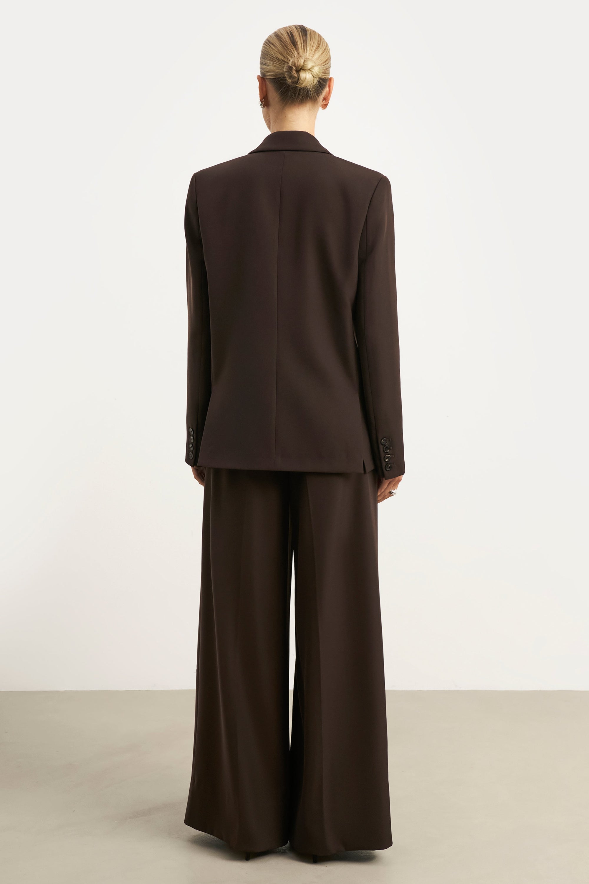 Dropped Waist Double Breasted Blazer - Carob