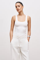 Ribbed Scoop Neck Vest - Ivory