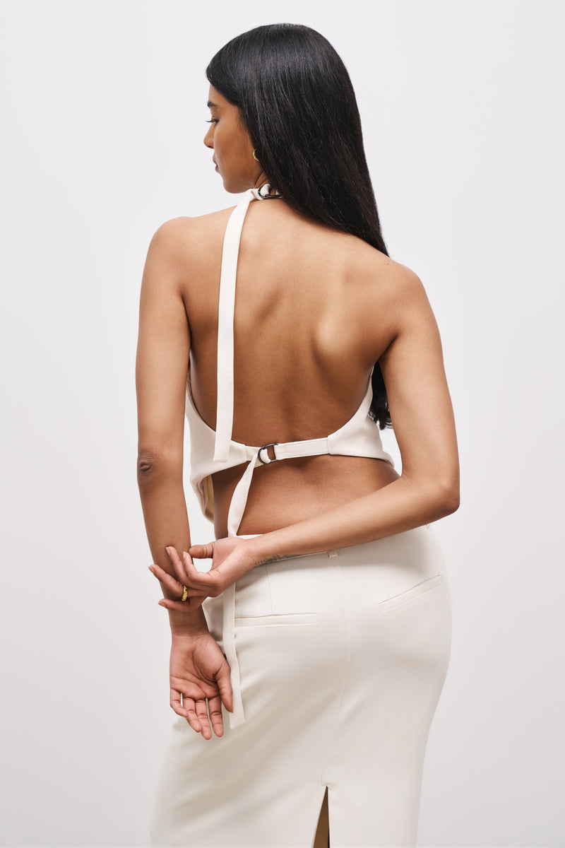 Backless Halter Waistcoat - Cream