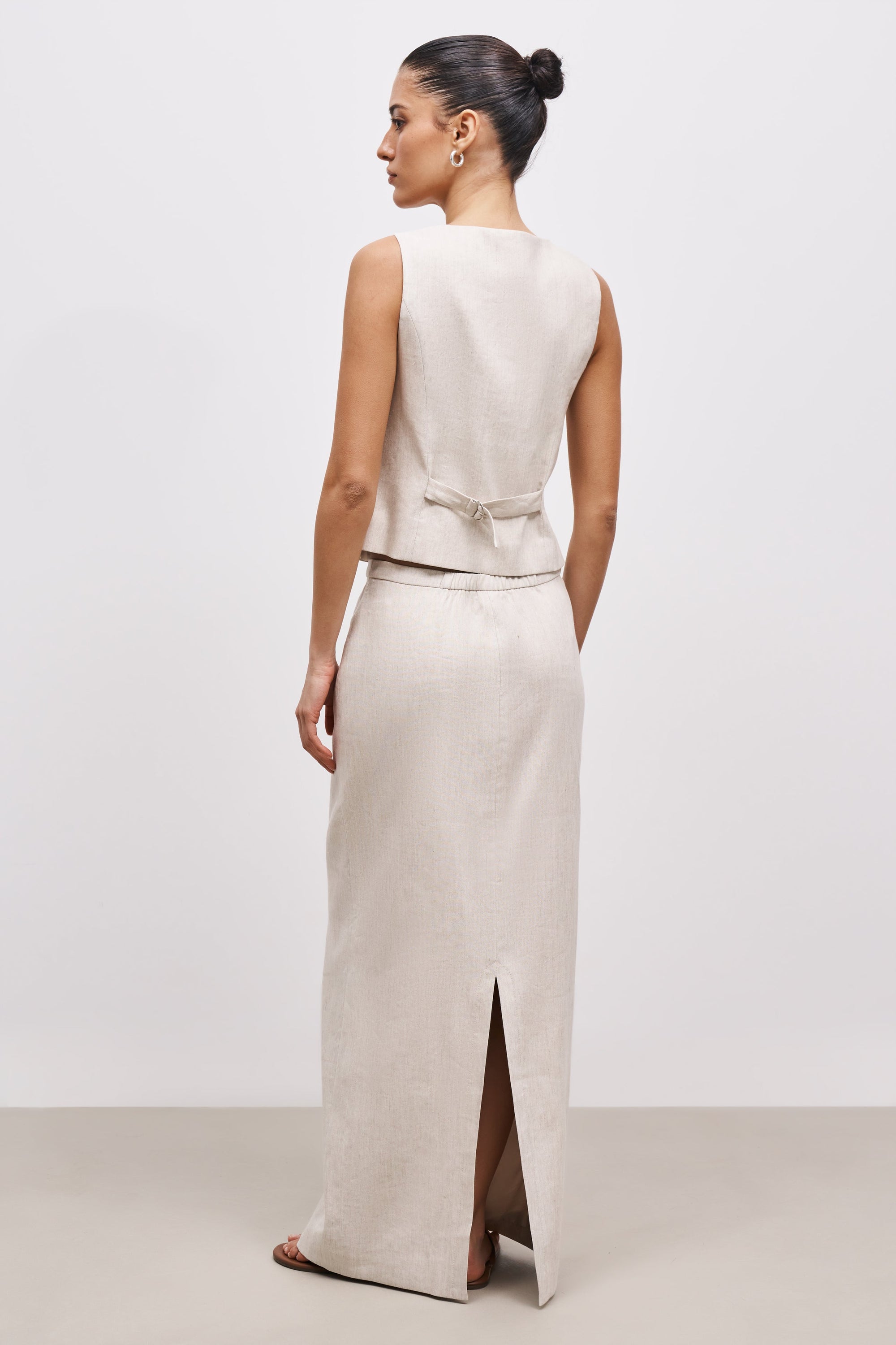 Mid Rise Linen Maxi Skirt - Birch