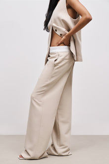 Folded Waistband Trousers - Sand