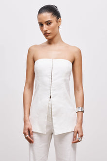 Strapless Linen Bustier - White