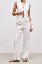 Tailored Linen Trousers - White