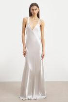 Crushed Satin Cross Back Gown - Chrome