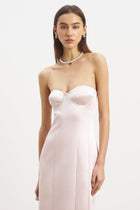 Satin Column Corset Maxi Dress - Blush