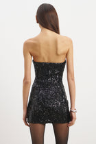 Sequin Column Corset Mini Dress - Black