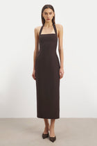 Tailored Halter Midi Dress - Carob