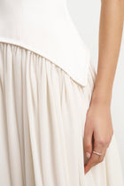 Satin Corset Off Shoulder Gown - Cream