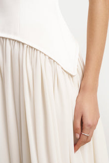 Satin Corset Off Shoulder Gown - Cream