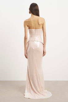 Sequin Corset Gown With Sweetheart Neckline - Blush