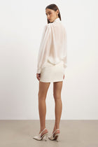 Sheer Chiffon Tie Neck Blouse - Cream