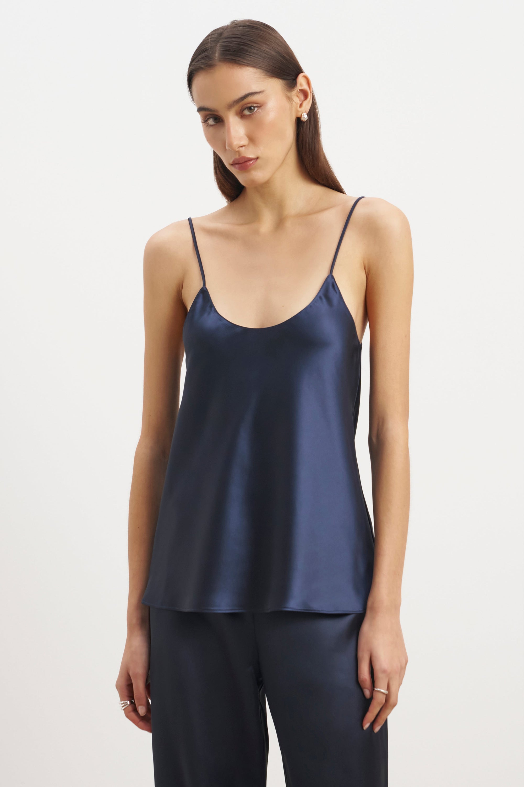 Satin Scoop Neck Camisole - Navy