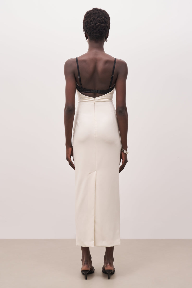 Tailored Bustier Maxi Dress - Cream/Black