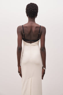 Tailored Bustier Maxi Dress - Cream/Black