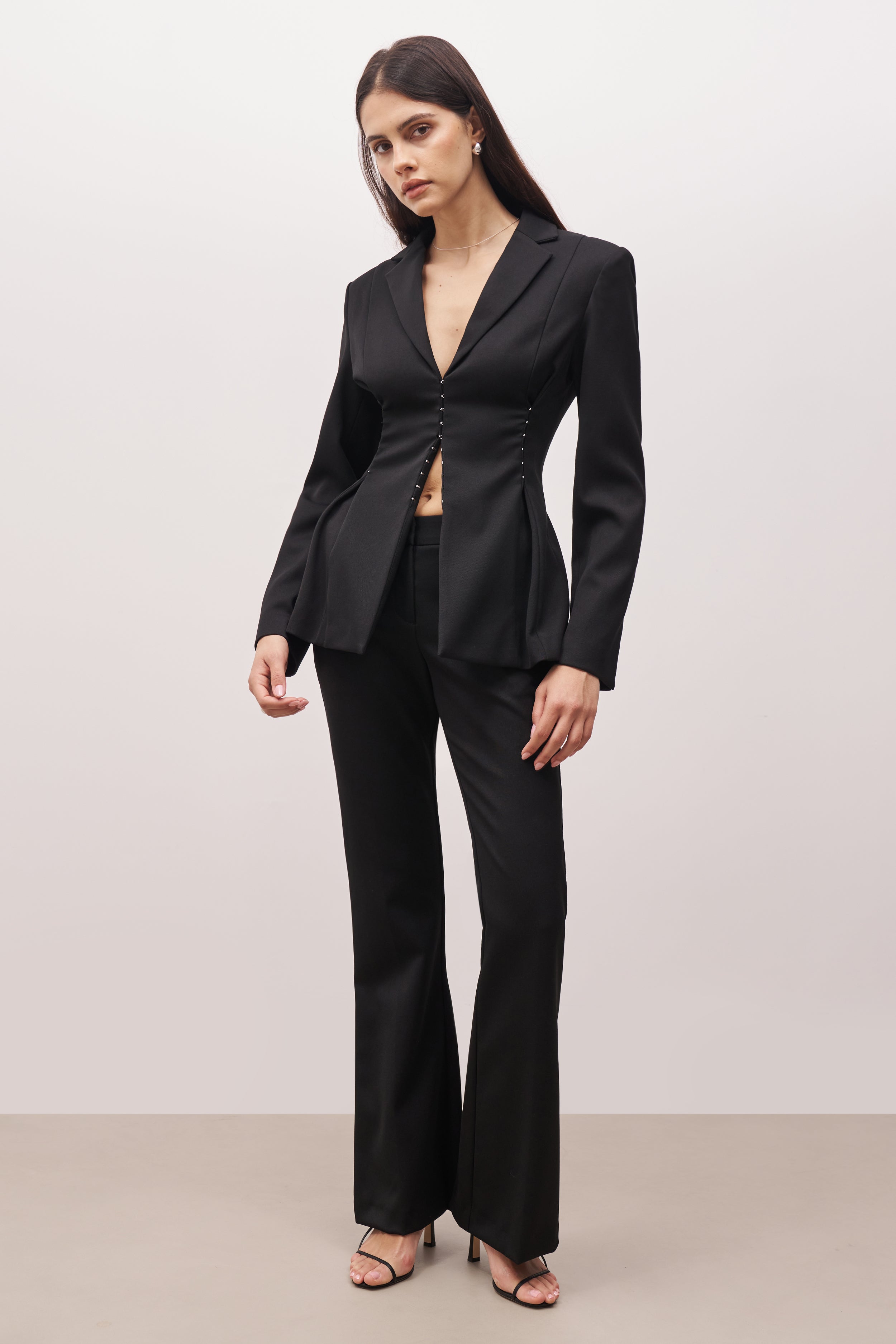 Hook & Eye Hourglass Blazer - Black