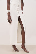 Strapless Peplum Maxi Dress - White