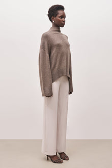 Relaxed High Neck Cashmere Blend Jumper - Cedar