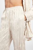 Satin Crinkle Wide Leg Trousers - Cream